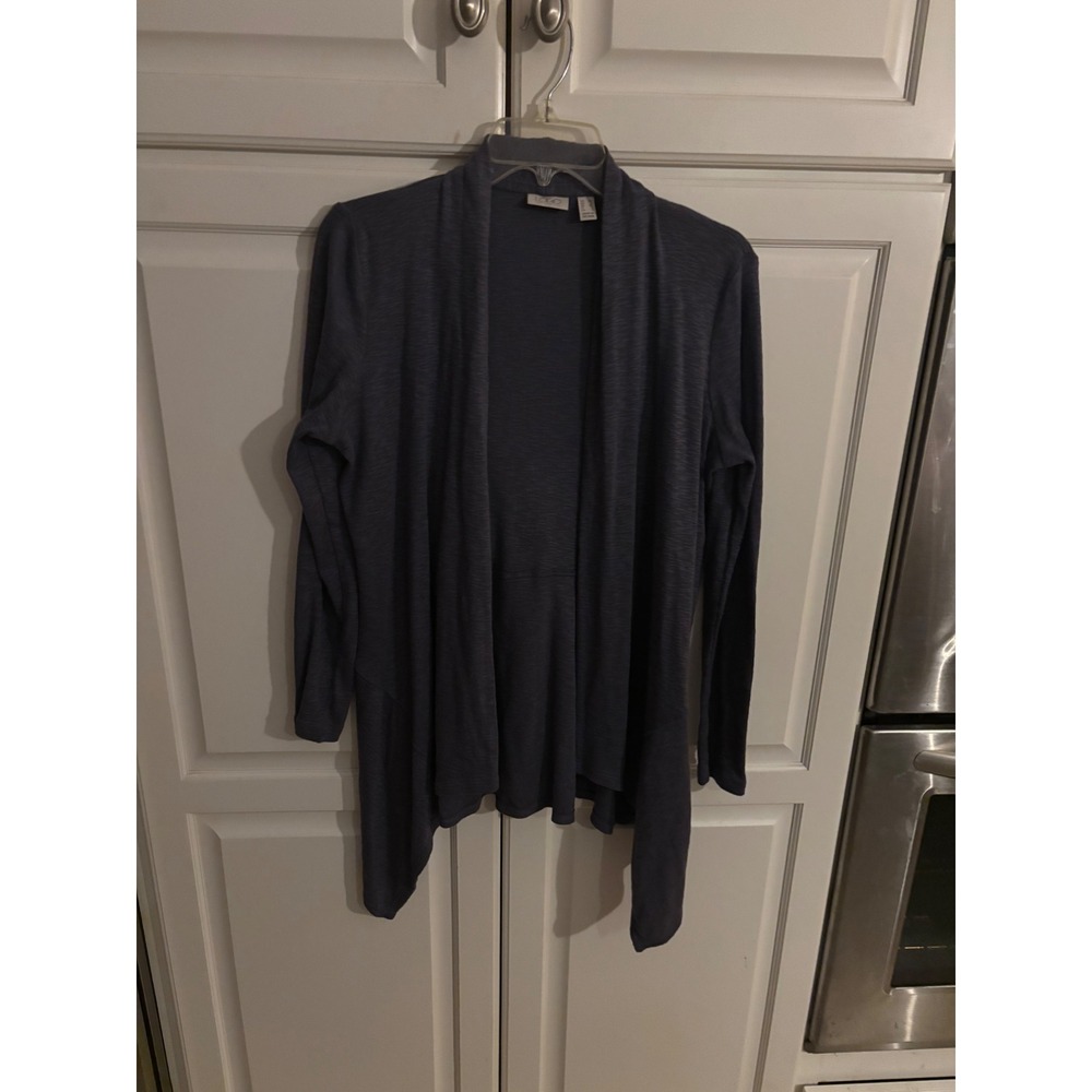 LOGO‎ Cardigan Sweater Duster Gray Open Front Long Sleeve Women